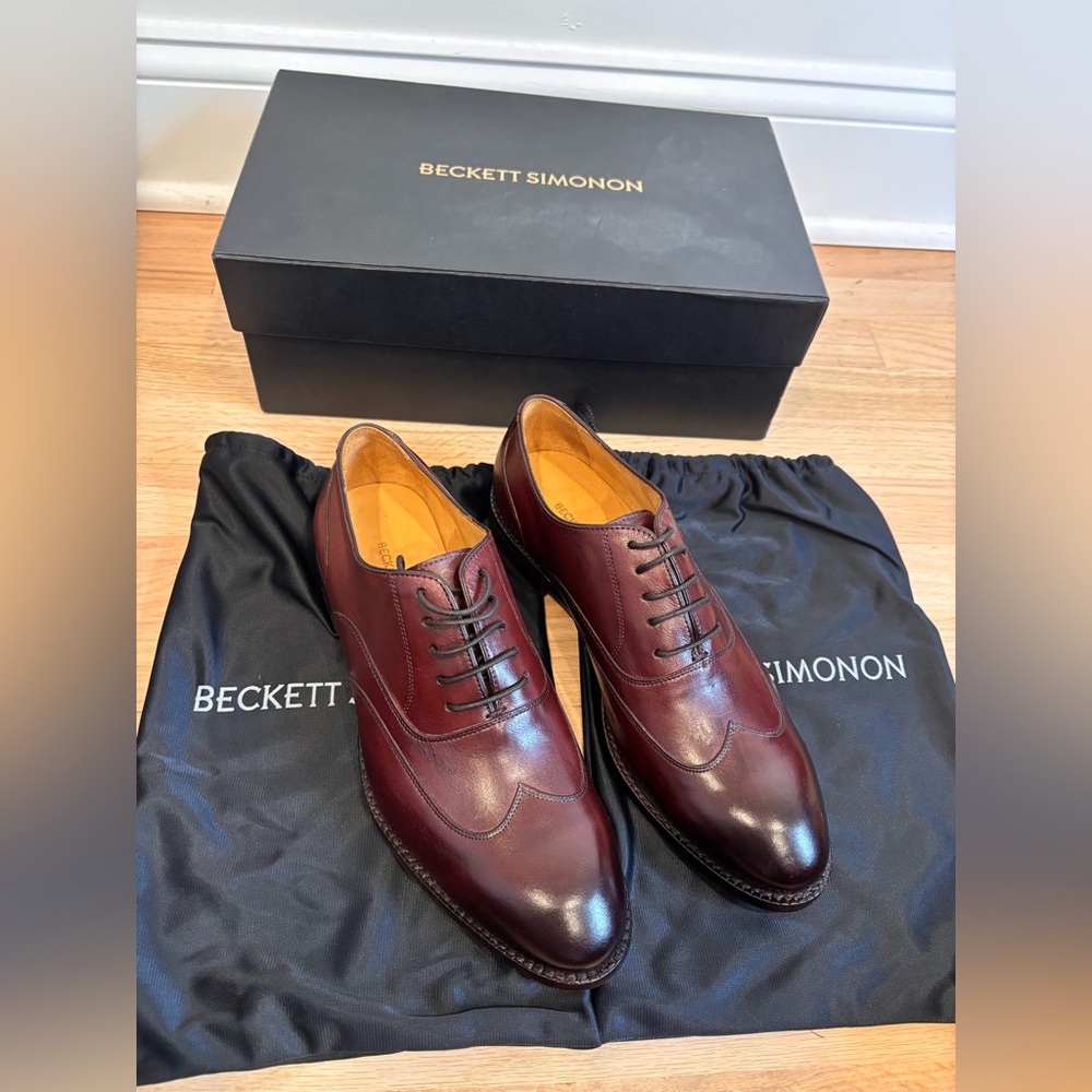 Beckett Simonon men's Wright Austerity Oxfords in Bordeau size 8 NIB & with belt